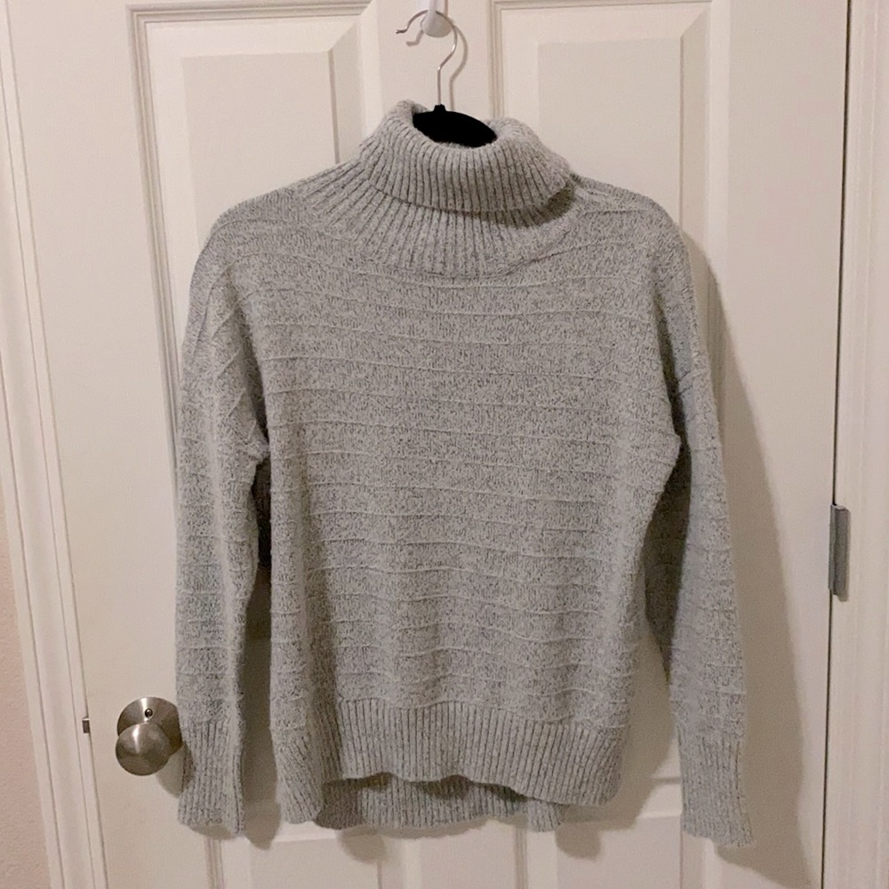 Grey wool/cotton blend turtleneck sweater